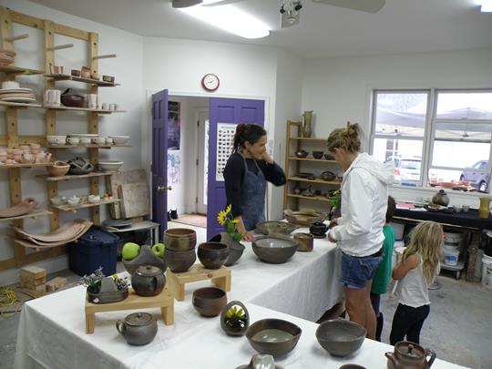 Liz Lurie in her pottery studio