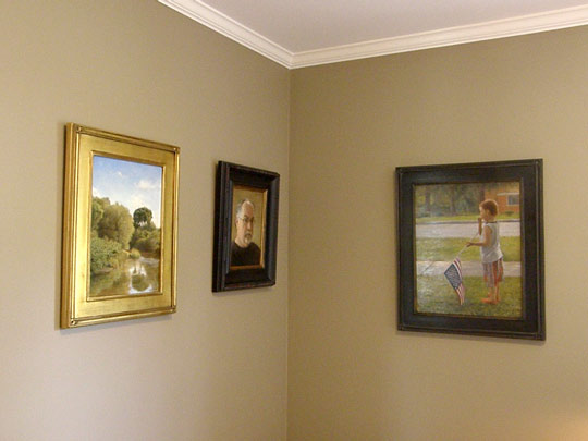 Three paintings by Wayne Daniels, including a self portrait