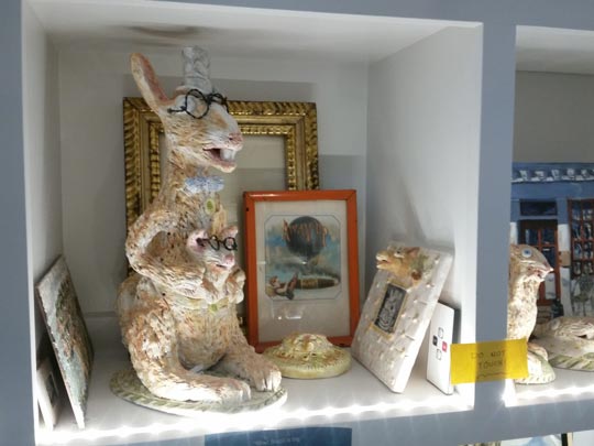 Ceramic kangaroo and other items made by Roger Demuth
