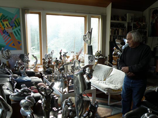 Gene Doering with his sculptures