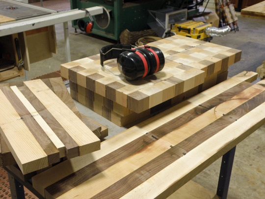 A group of cutting boards in progress at Cazenovia Cut Block