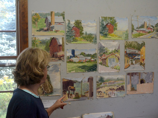 Mary Padgett describing recent pastel sketches