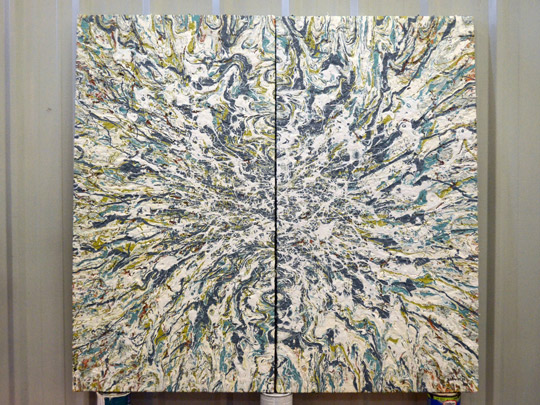 A diptych painting by Shawn Gilmore