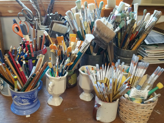 Bouquets of brushes at Marilyn Fegan's studio