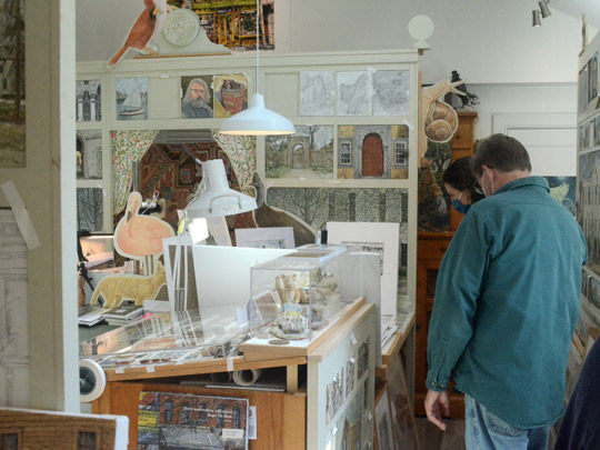Roger Demuth is creating a room within a room in his studio.