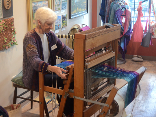 Weaving demonstration by Babara Decker at Cazenovia Artisans