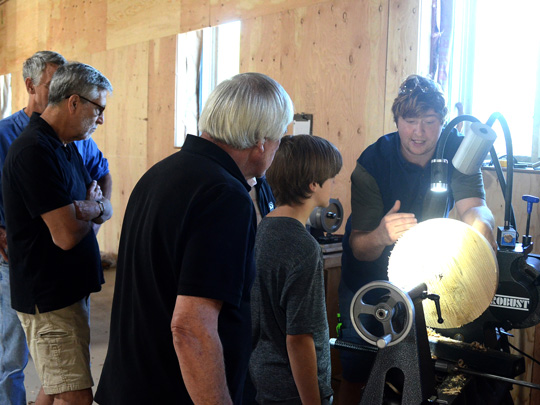Neal Parker's wood turning demonstrations were popular on the Trail