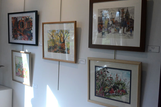 Cazenovia Watercolor Society display at the New Woodstock Free Library