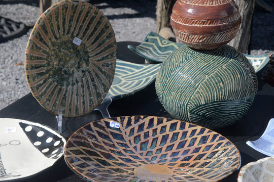 Naomi Demuth's stoneware pieces are an adventure in textures.