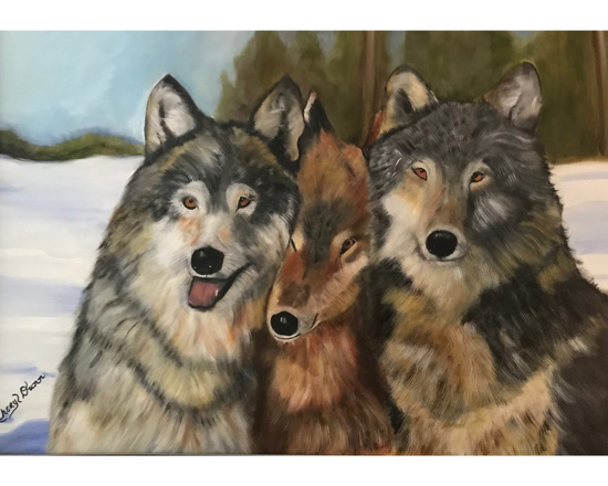 "Three Wolves"    Oil