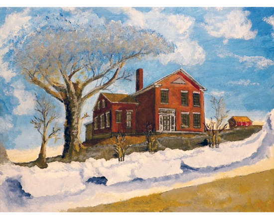 "Old Brick Farmhouse on Hill above Route 5"