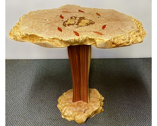 Bigleaf maple burl pedestal table