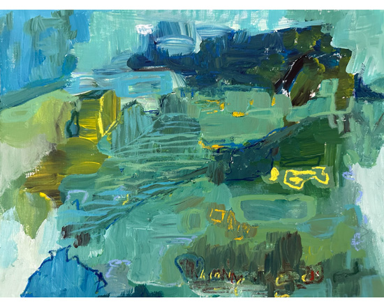 “Rice Paddies” 11”x14” Acrylic, pastel and charcoal on paper "Rice Paddies"