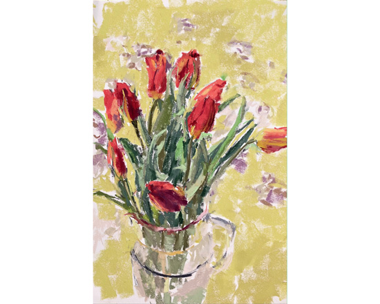 "Red Tulips on Yellow"