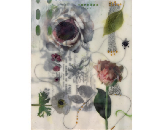 "Blossom #10"    14" x  11"       encaustic on panel