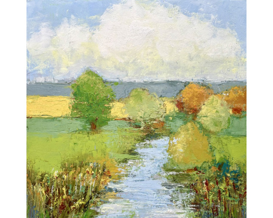 "Riviere"    20" x  20"       oil and cold wax on linen