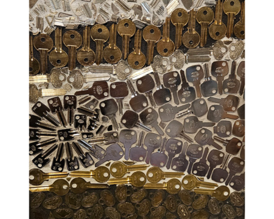 "LST-G-12345" <br> brass, nickel plate & nickel silver keys, 12"x12" &nbsp; 2026
